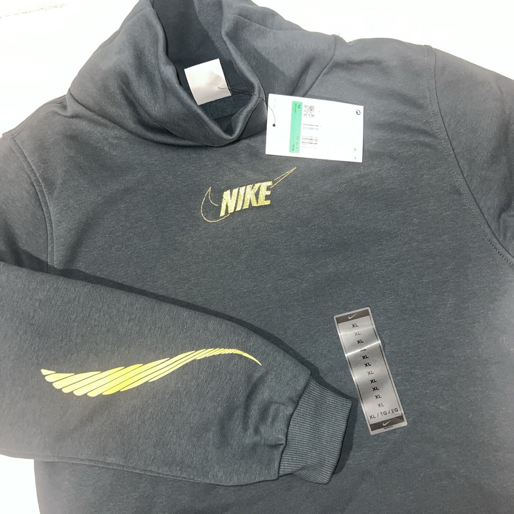 Nike Girls‎ Blue Mock Neck Sweatshirt With Gold Embroidery Size XL Youth-New